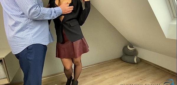  boss fucks secretary in leather skirt - business-bitch